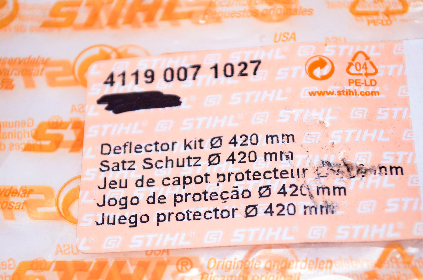 New OEM Stihl 4119-007-1027, 4119 713 4502 A Deflector Kit 420mm NOS