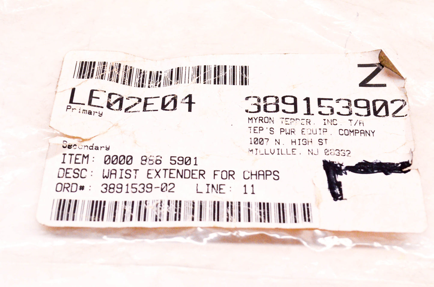 New OEM Stihl 0000-886-5901, LE02E04, 389153902 Waist Extender for Chaps NOS