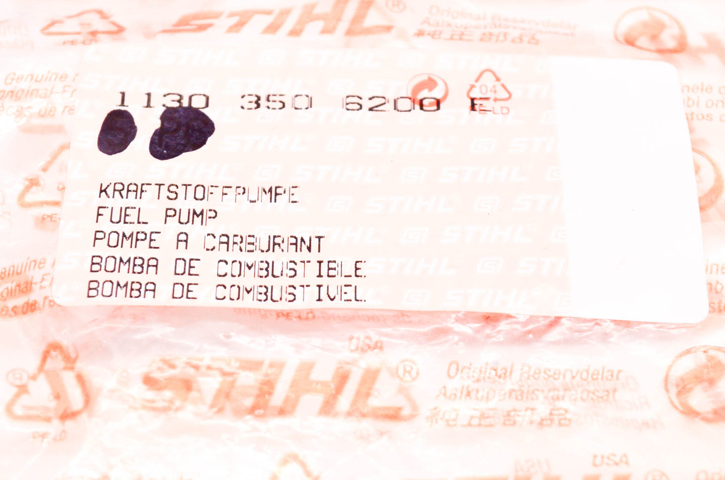 New OEM Stihl 1130-350-6200, 1130-350-6200 E Fuel Pump Primer Bulb NOS