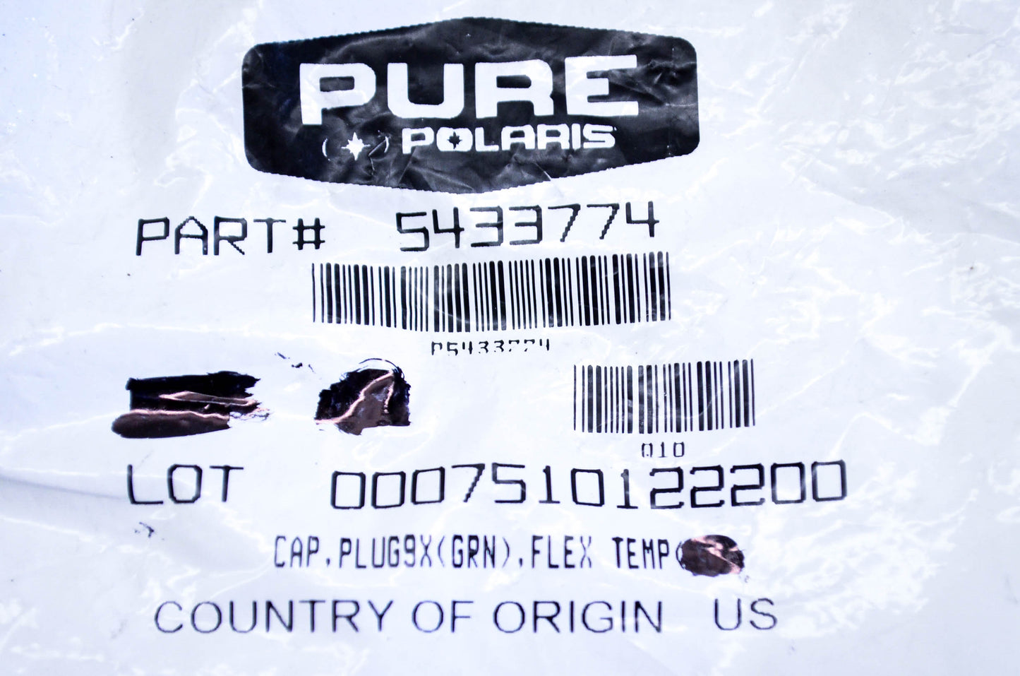 New OEM Polaris 5433774 Cap Plug NOS