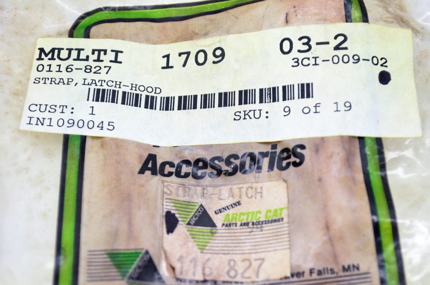 New OEM Arctic Cat 0116-827 Hood Latch Strap NOS
