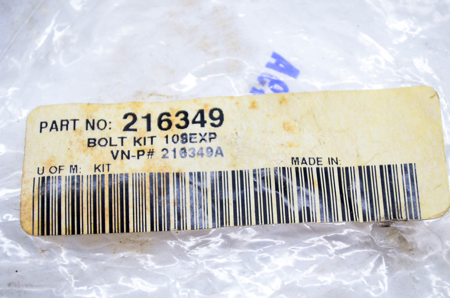 Comet 216349, 216349A Pivot Bolt Kit NOS