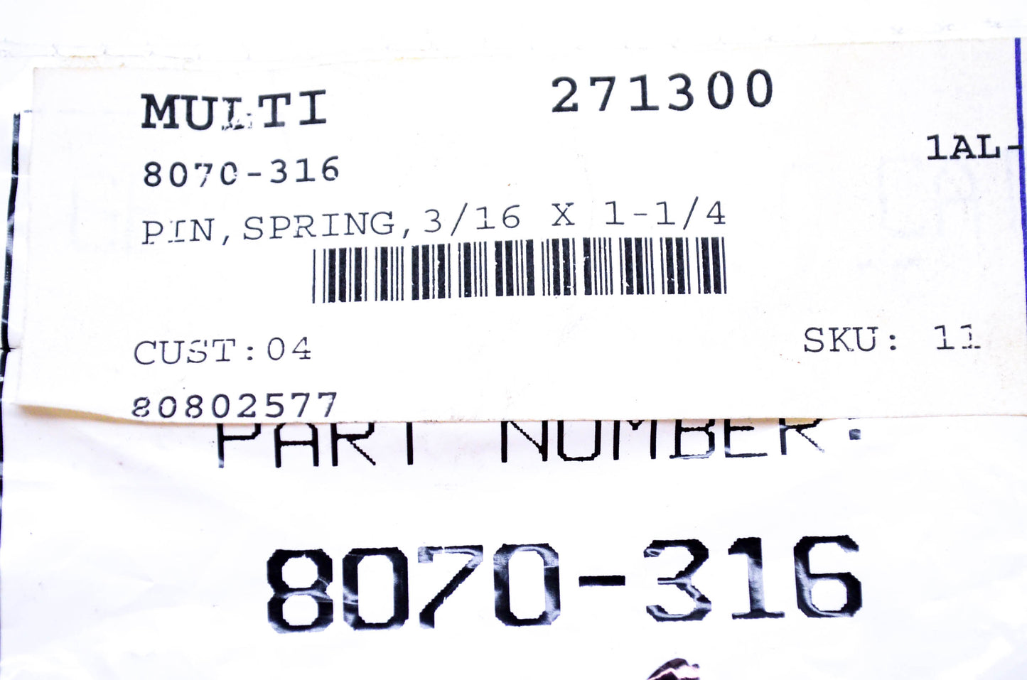 New OEM Arctic Cat 8070-316 Spring Pin 3/16x1-1/4 NOS