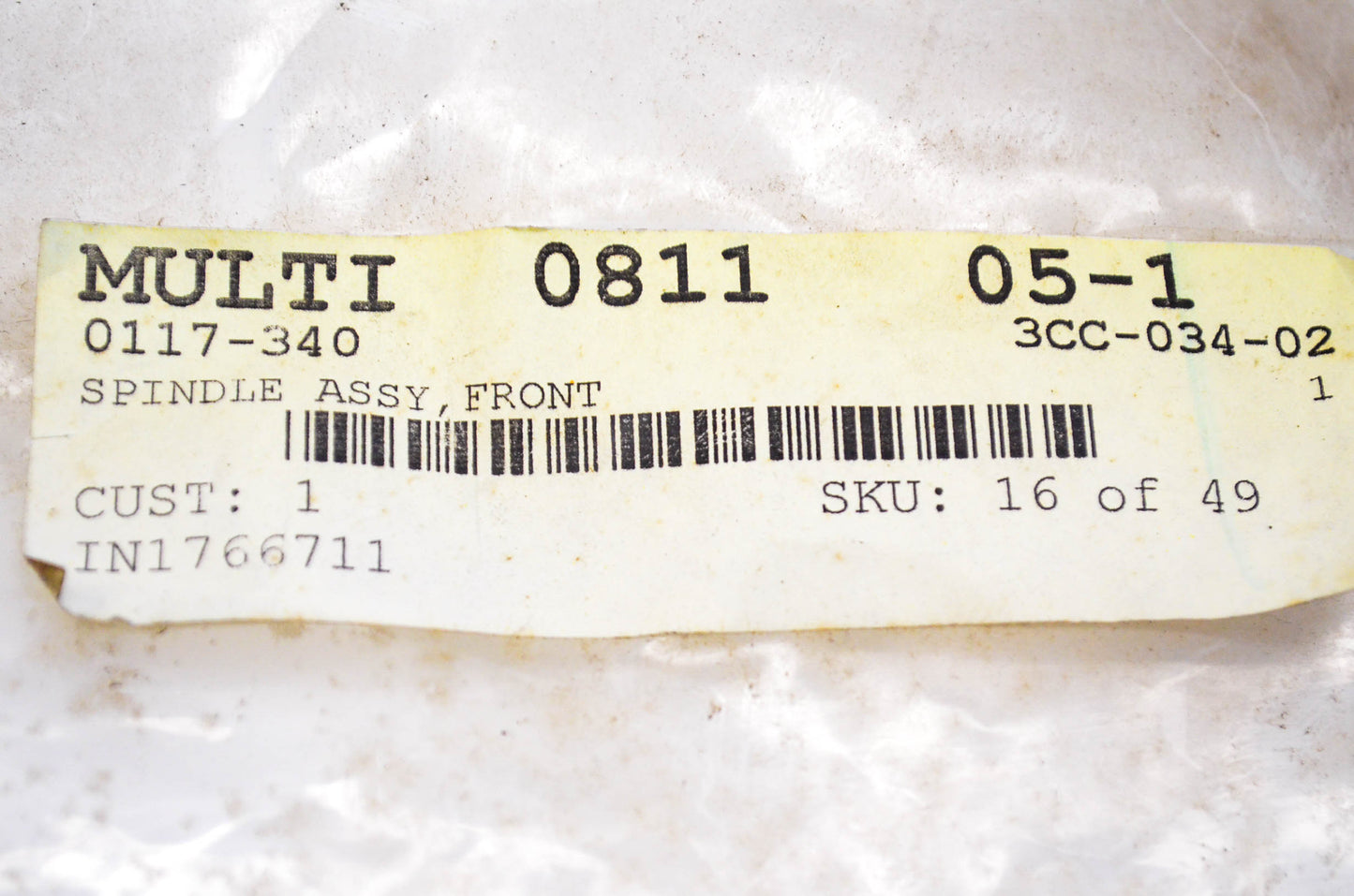 New OEM Arctic Cat 0117-340 Front Spindle Assembly NOS