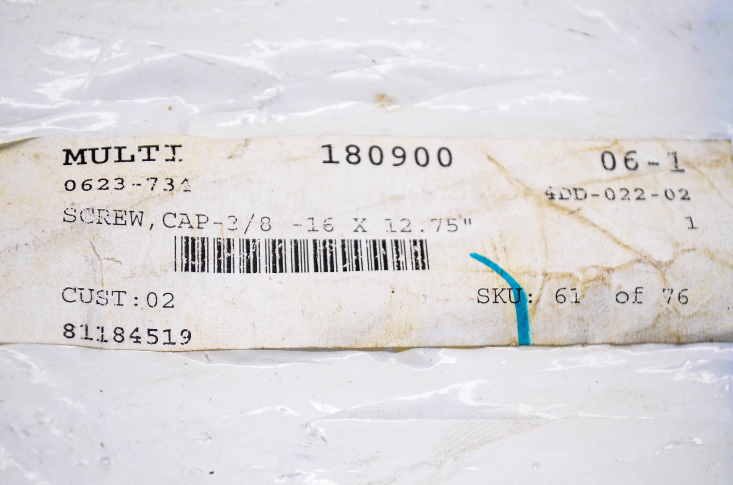 New OEM Arctic Cat 0623-734 Cap Screw 3/8-16x12.75" NOS