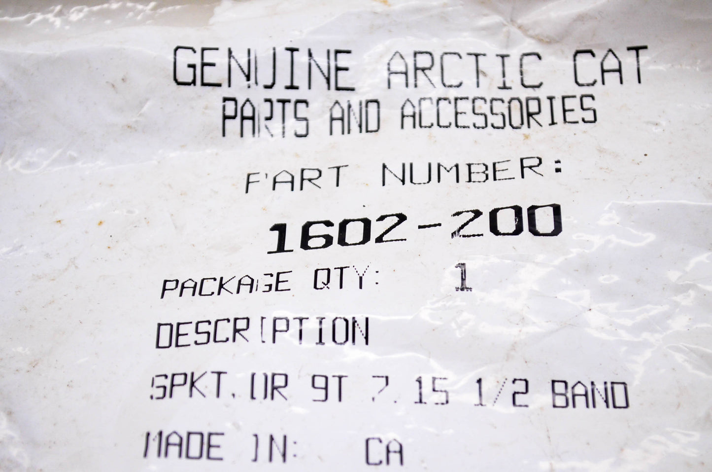New OEM Arctic Cat 1602-200 Drive Sprocket 9T 7.150 NOS