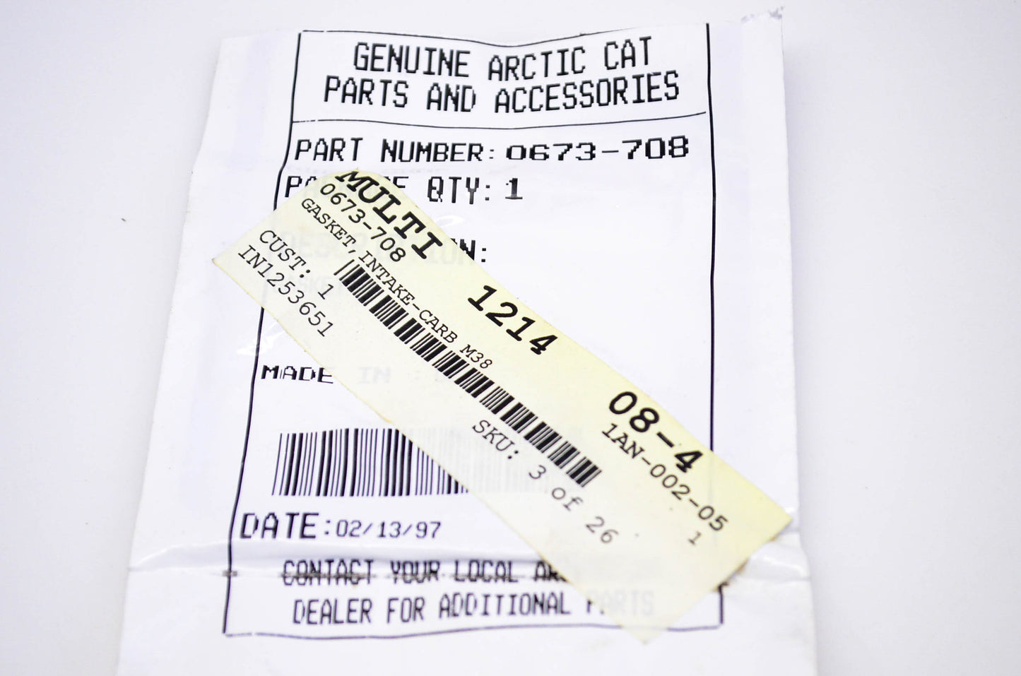 New OEM Arctic Cat 0673-708 Intake Carburetor Gasket M3 8 NOS
