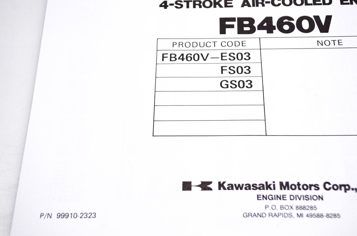 New OEM Kawasaki 99910-2323 FB460V Parts Catalog NOS