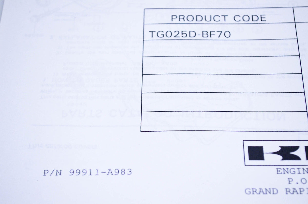 New OEM Kawasaki 99911-A983 Parts Catalog TG025D NOS
