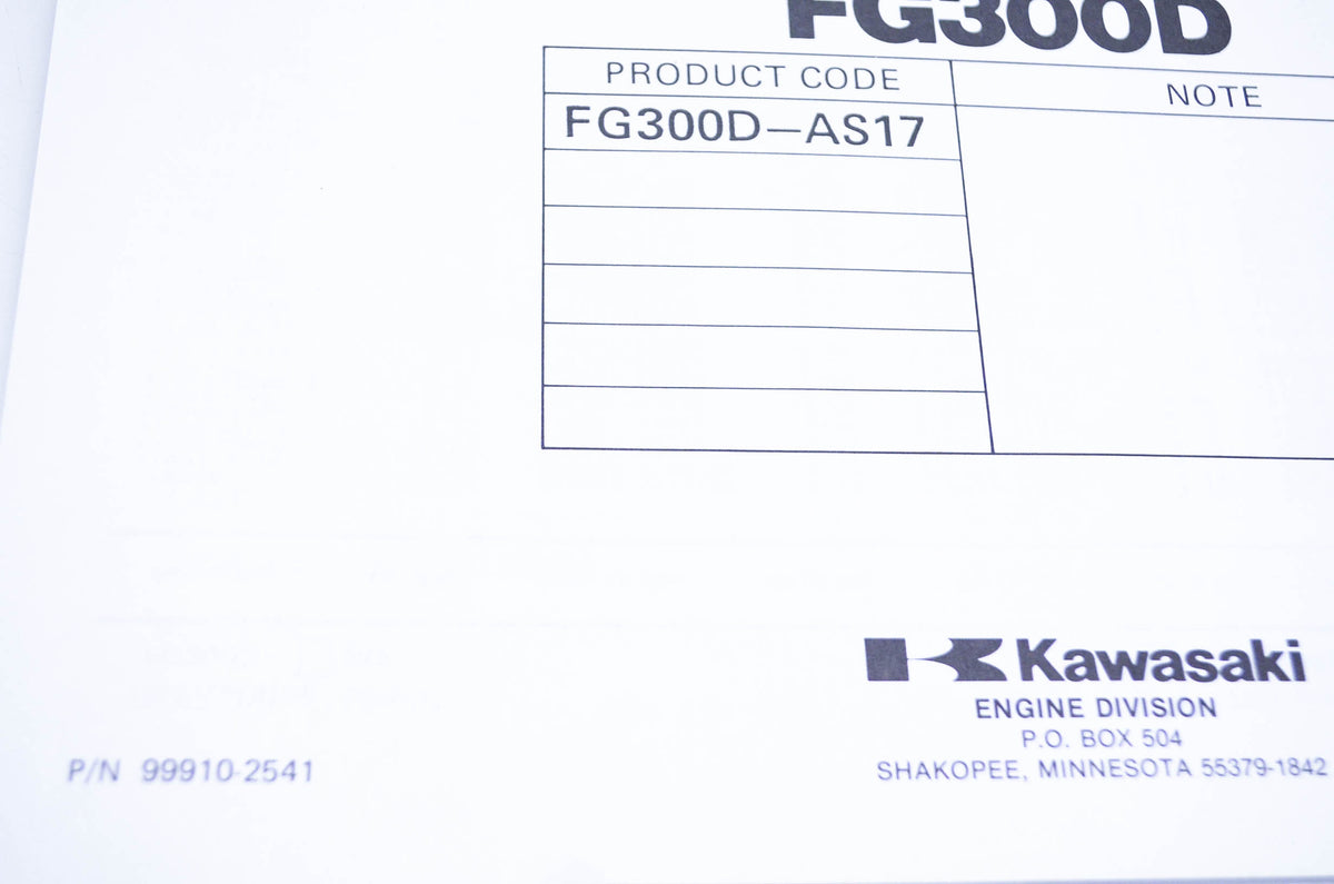 New OEM Kawasaki 99910-2541 Parts Catalog FG300D NOS