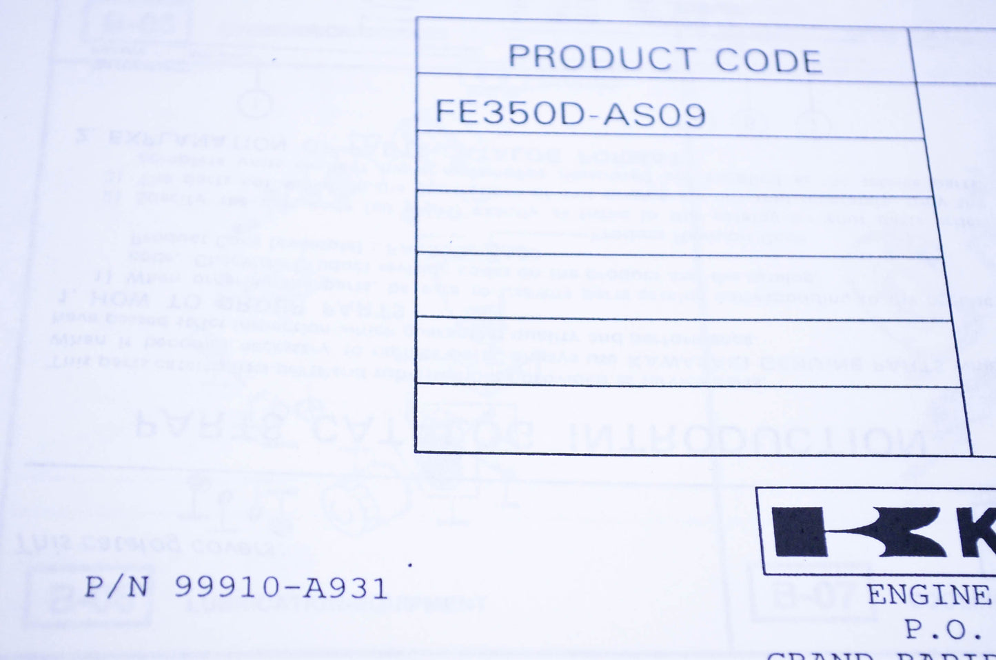 New OEM Kawasaki 99910-A931 Parts Catalog FE350D NOS