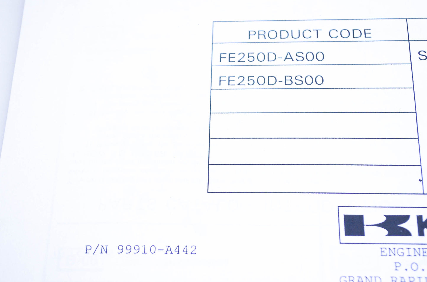 New OEM Kawasaki 99910-A442 Parts Catalog FE250D NOS