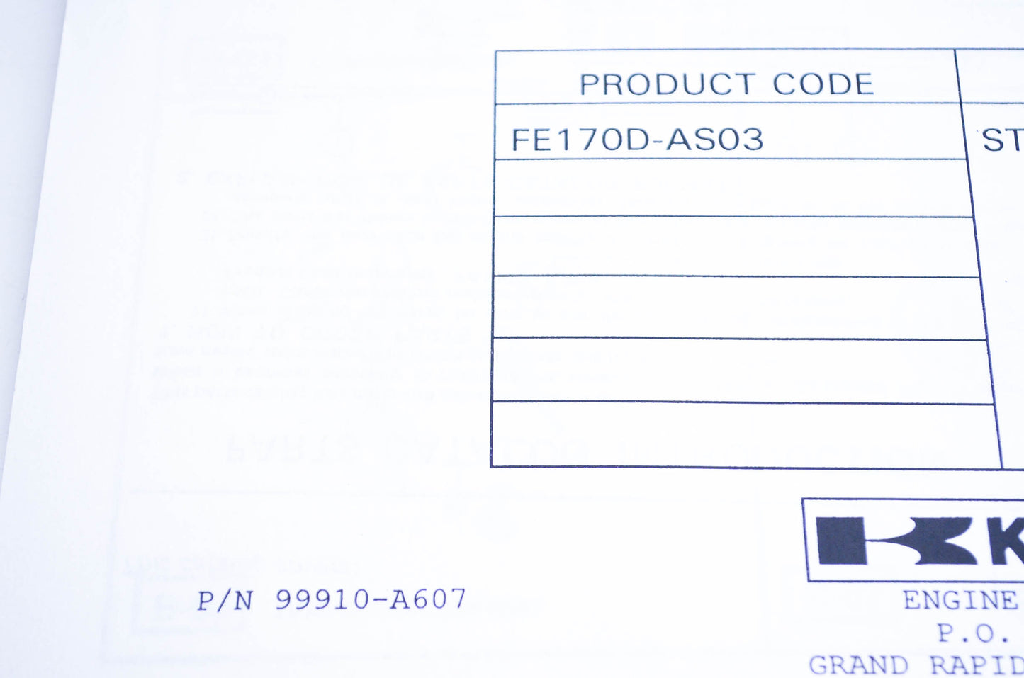 New OEM Kawasaki 99910-A607 Parts Catalog FE170D NOS