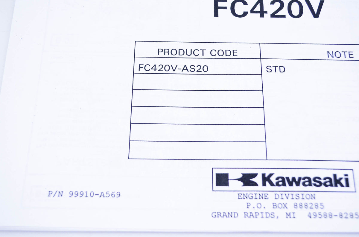 New OEM Kawasaki 99910-A569 Parts Catalog FC420V NOS