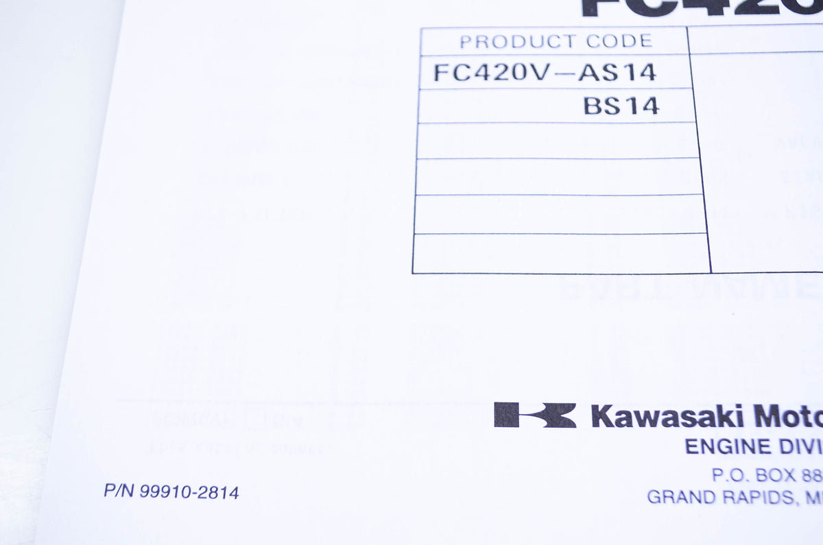New OEM Kawasaki 99910-2814 Parts Catalog FC420V NOS