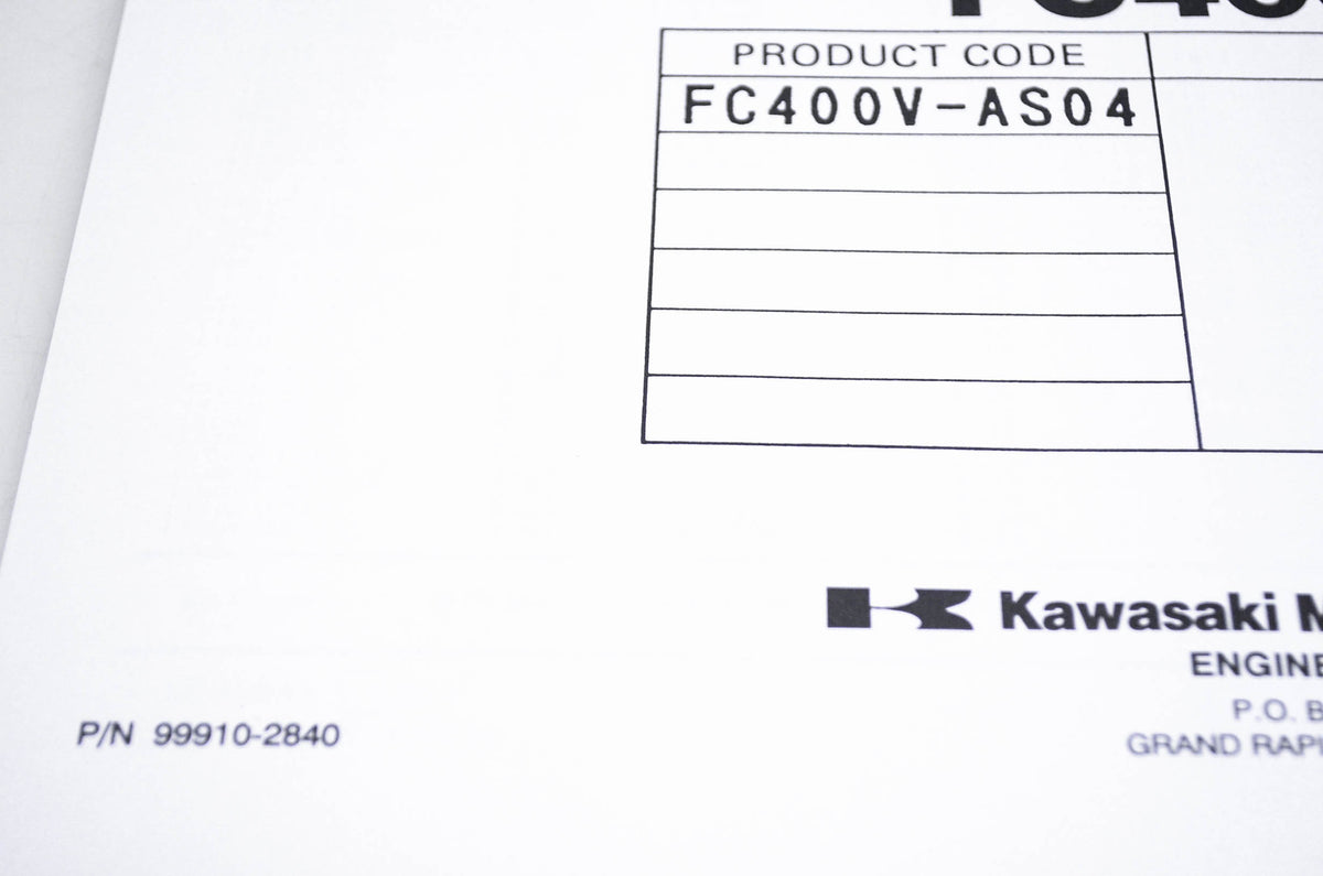 New OEM Kawasaki 99910-2840 Parts Catalog FC400V NOS