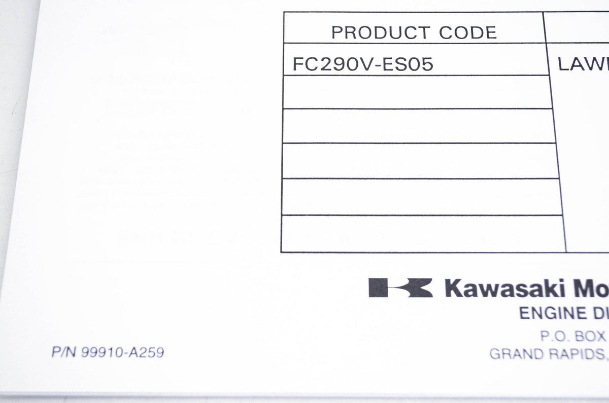 New OEM Kawasaki 99910-A259 Parts Catalog FC290V NOS