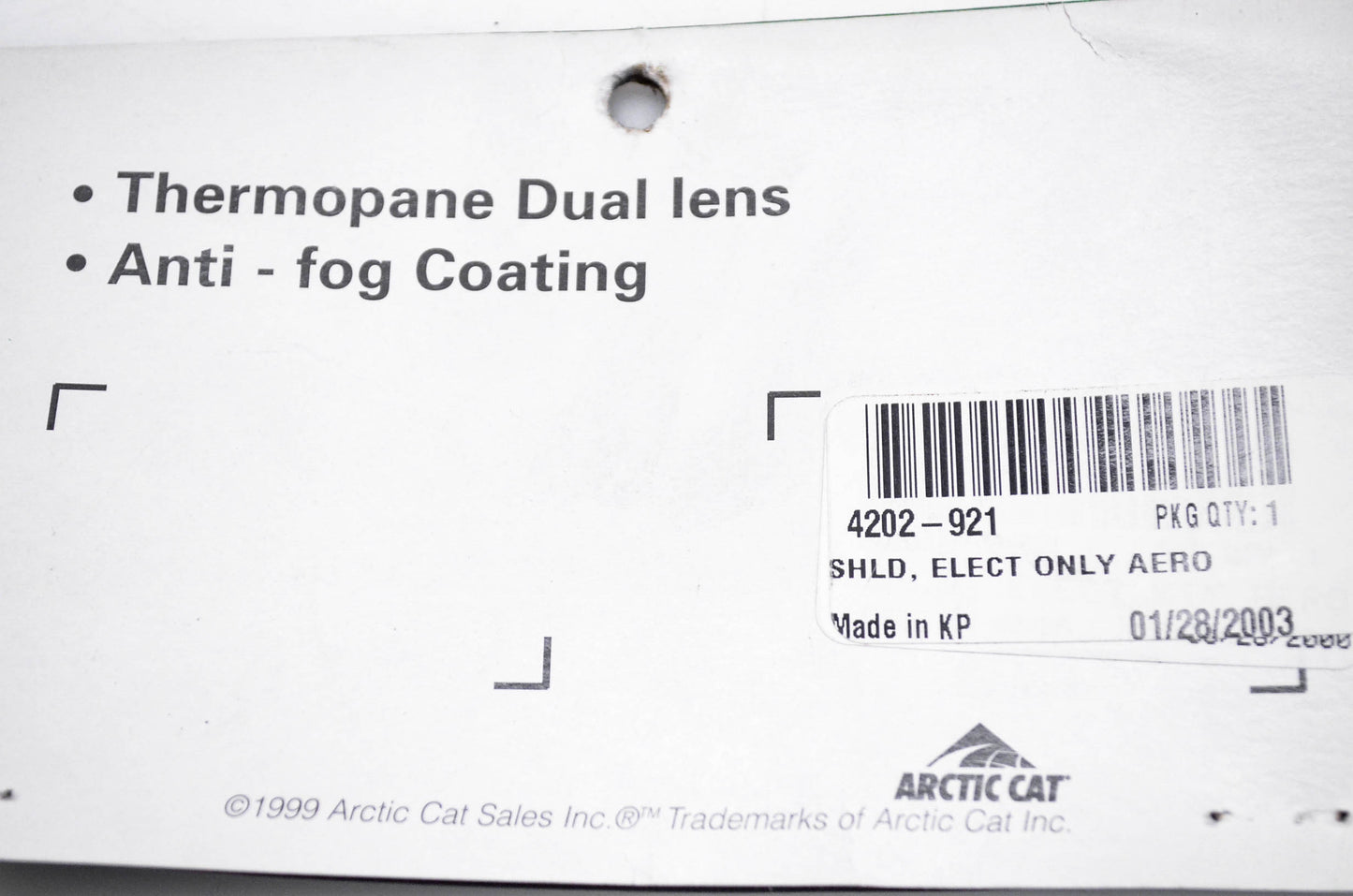 New OEM Arctic Cat 4202-921 Elect Only AERO Helmet Shield NOS