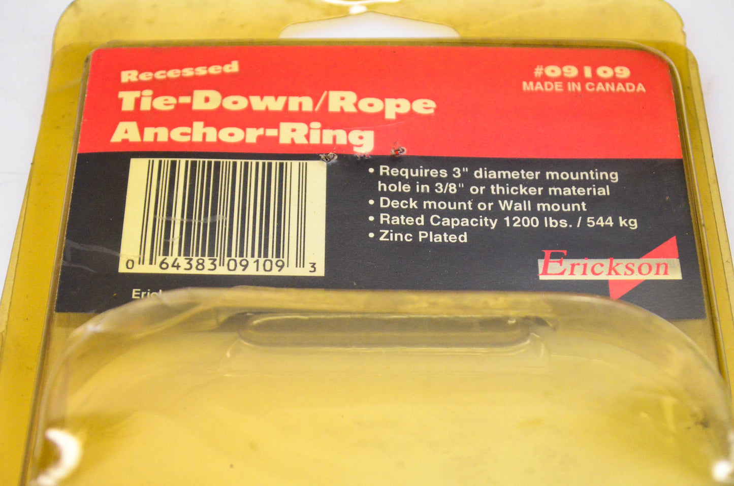 Erickson 09109, EK9109 Tie Down Rope Anchor Ring NOS