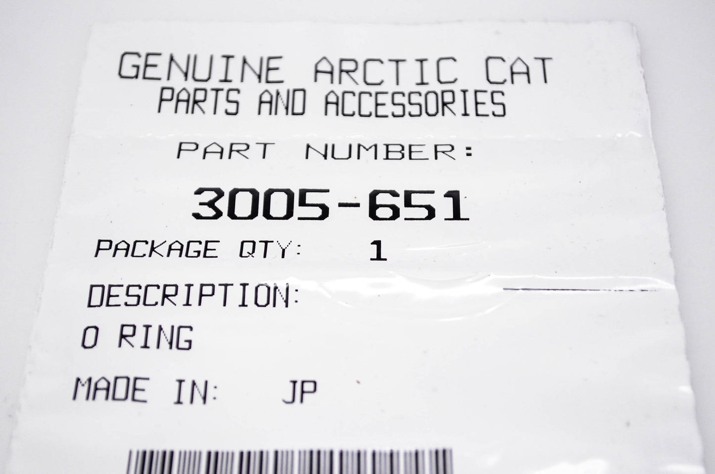 New OEM Arctic Cat 3005-651 O Ring NOS