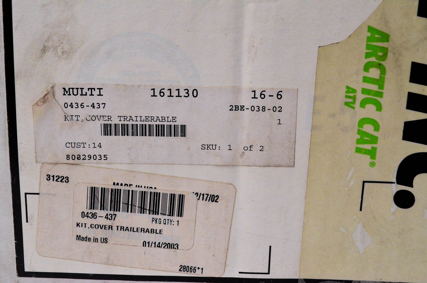 New OEM Arctic Cat 0436-437 ATV Trailerable Cover Kit NOS