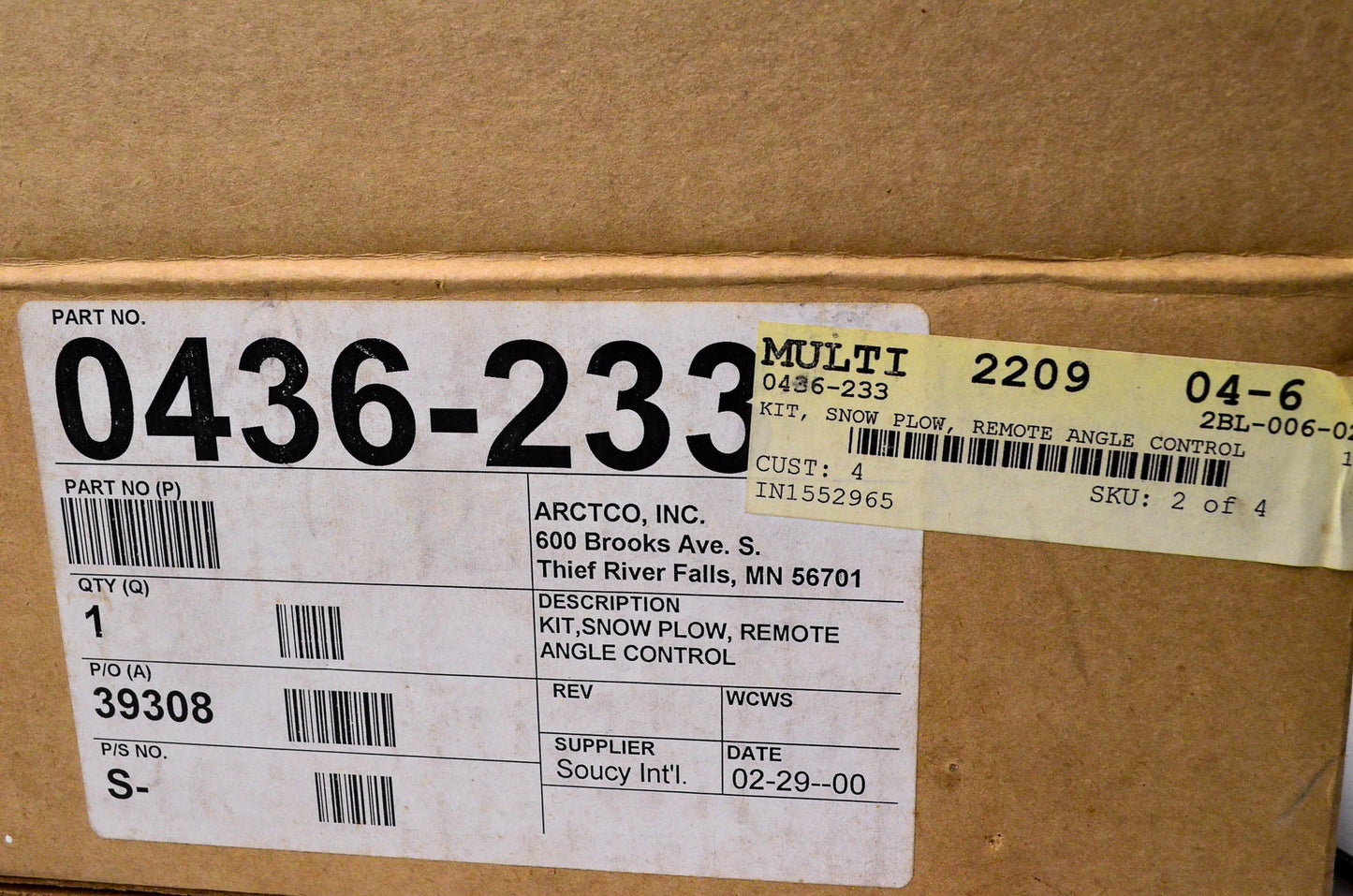 New OEM Arctic Cat 0436-233 Snowplow Remote Angle Control Kit NOS