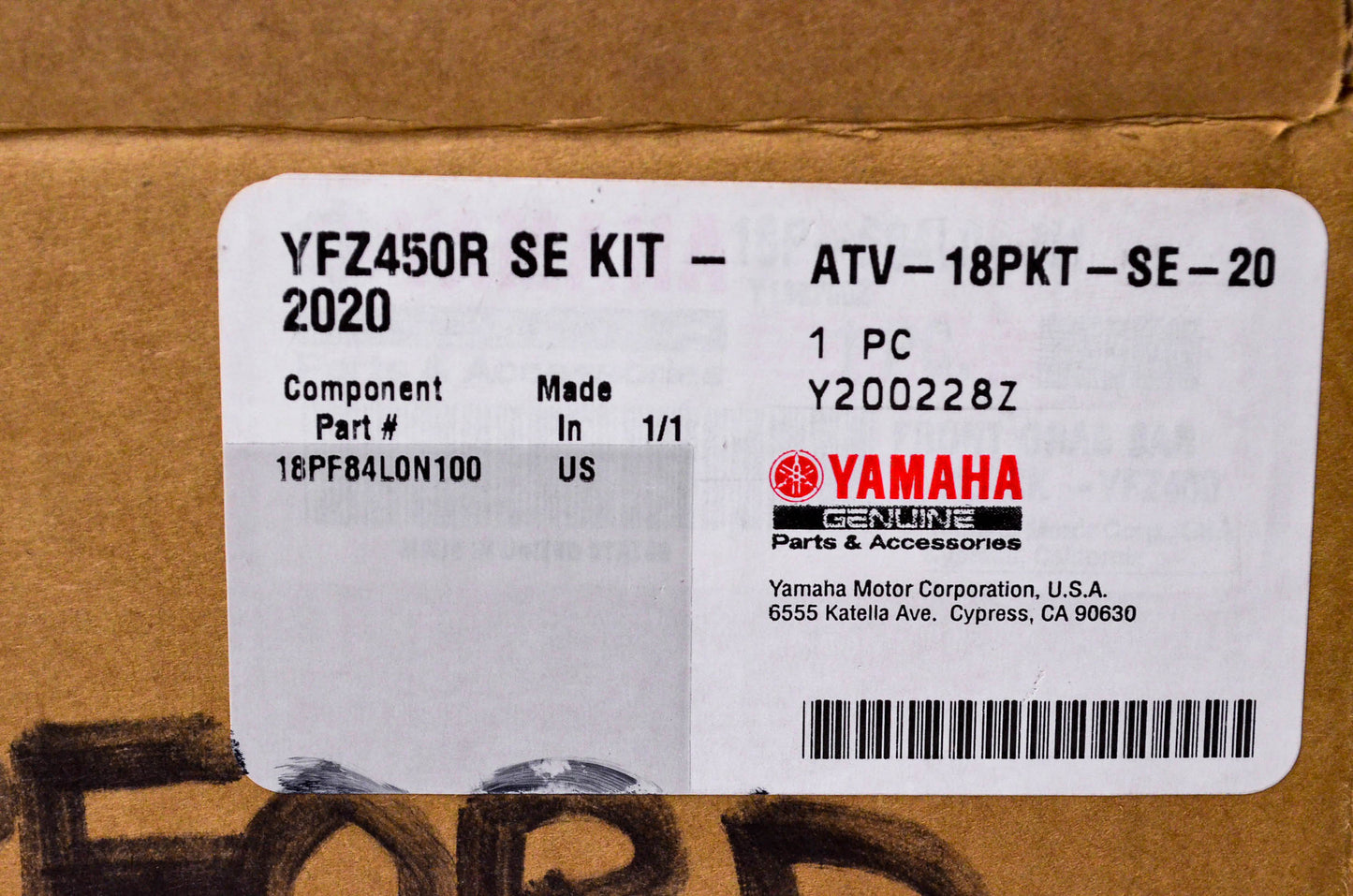 New OEM Yamaha ATV-18PKT-SE-20, 18P-F84L0-N1 Front Grab Bar Kit YFZ450R '19 NOS