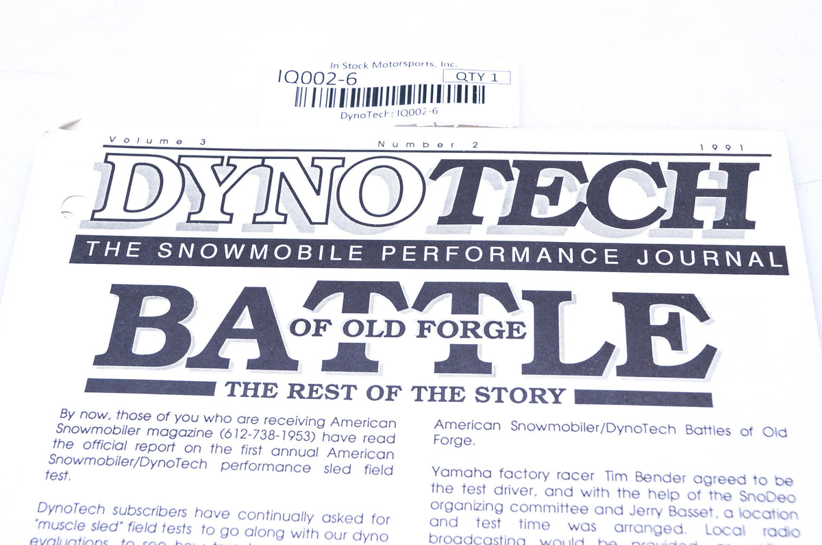 DynoTech 1991 Snowmobile Performance Journal Volume 3 Number 2 NOS