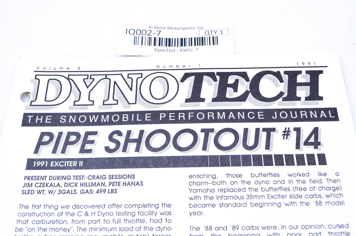 DynoTech 1991 Snowmobile Performance Journal Volume 3 number 1 NOS