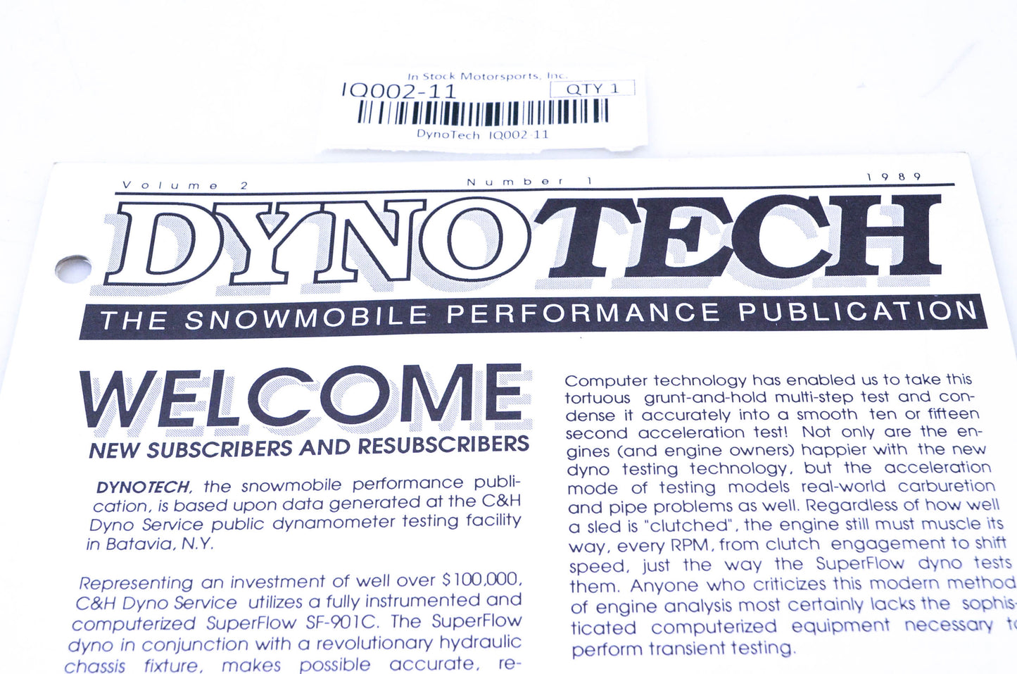 DynoTech 1989 Snowmobile Performance Publication Volume 2 Number 1 NOS
