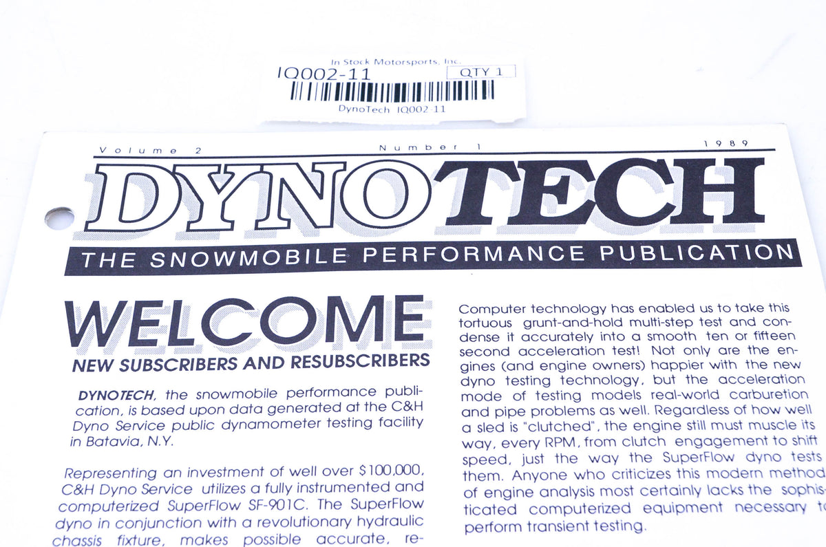 DynoTech 1989 Snowmobile Performance Publication Volume 2 Number 1 NOS