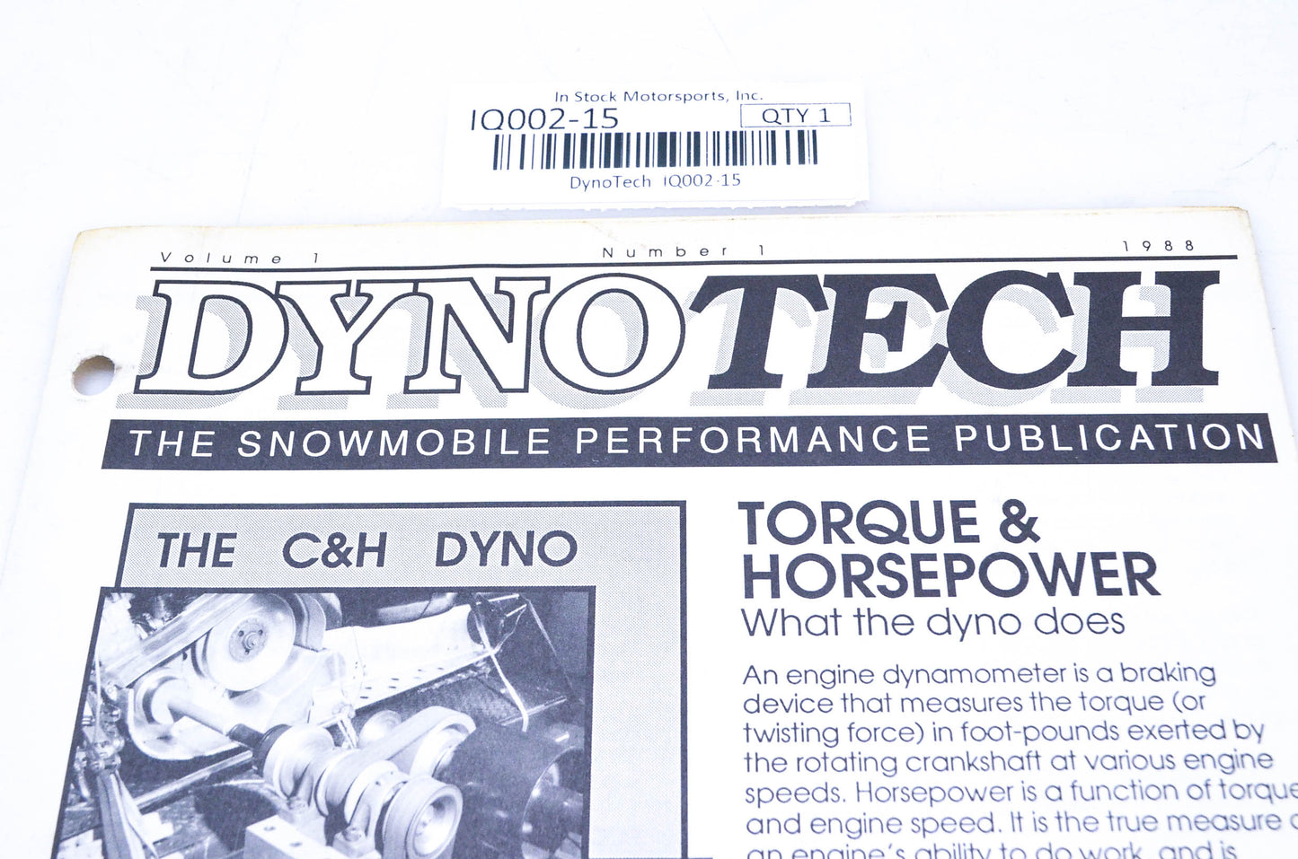 DynoTech 1988 Snowmobile Performance Publication Volume 1 Number 1 NOS