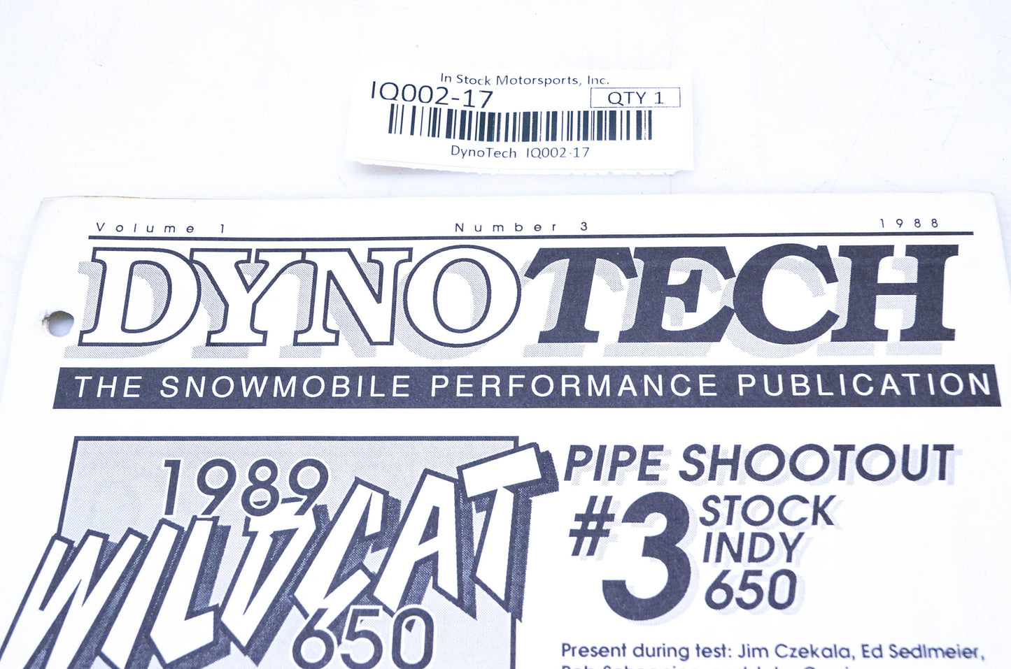 DynoTech 1988 Snowmobile Performance Publication Volume 1 Number 3 NOS