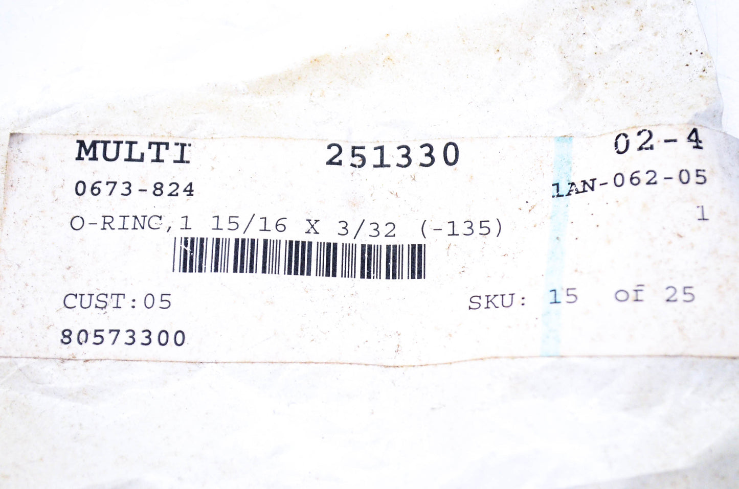 New OEM Arctic Cat 0673-824 O Ring 1 15/16x3/32 NOS
