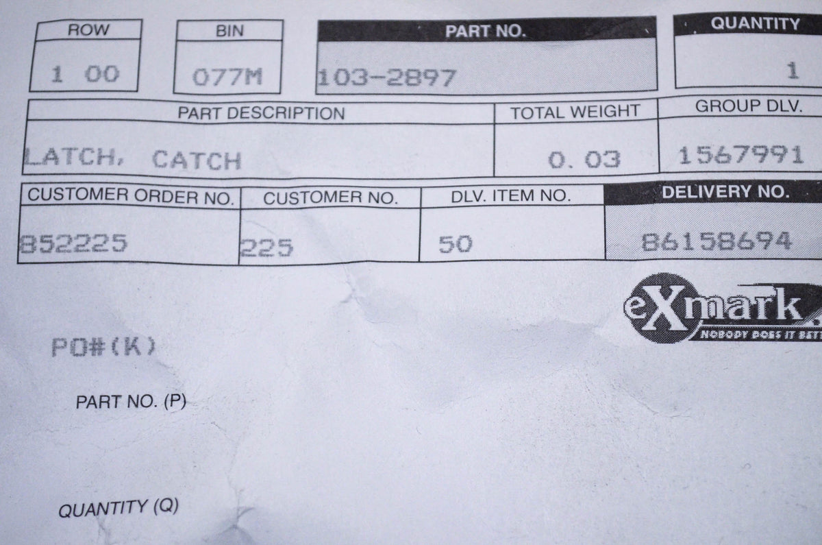 Exmark 103-2897 Catch Latch NOS