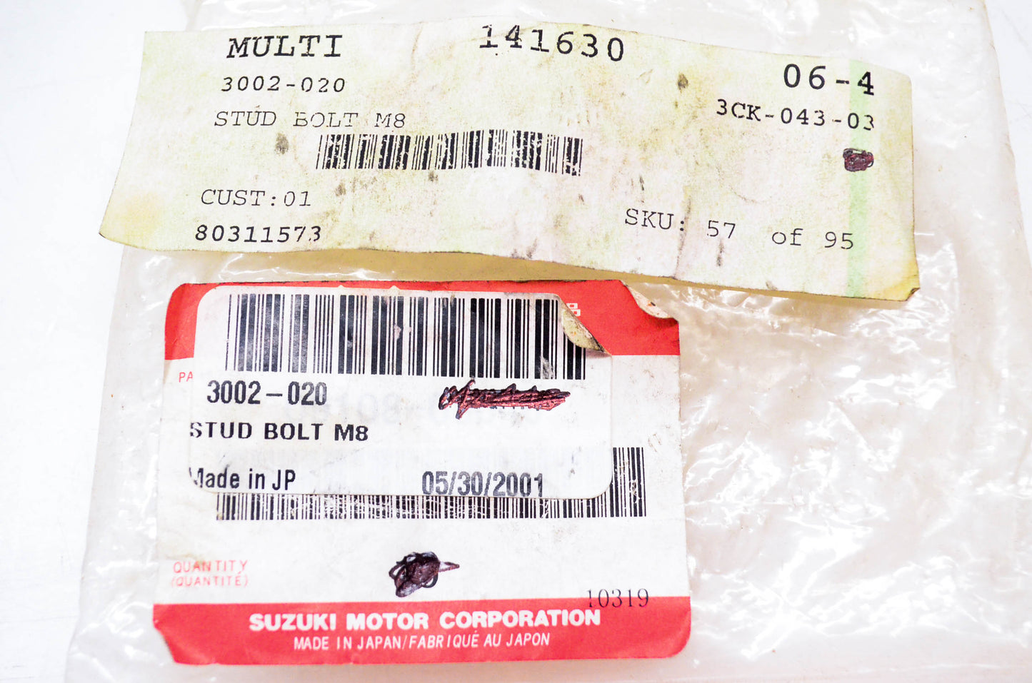 New OEM Arctic Cat 3002-020 Stud Bolt M8 NOS