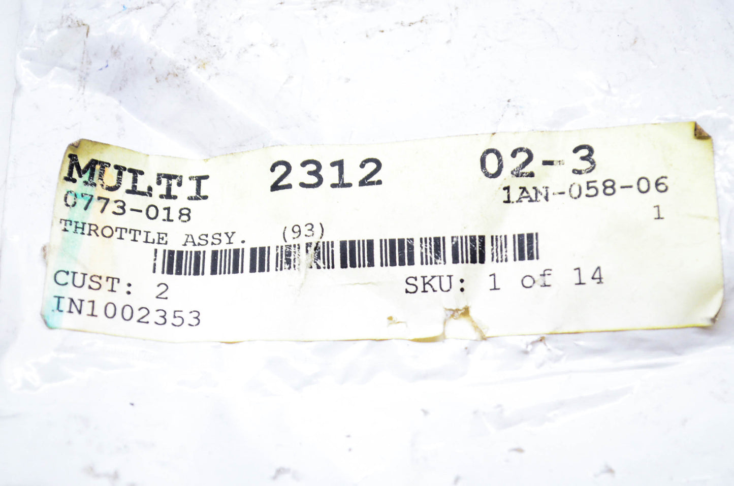New OEM Arctic Cat 0773-018 Tigershark Throttle Assembly NOS