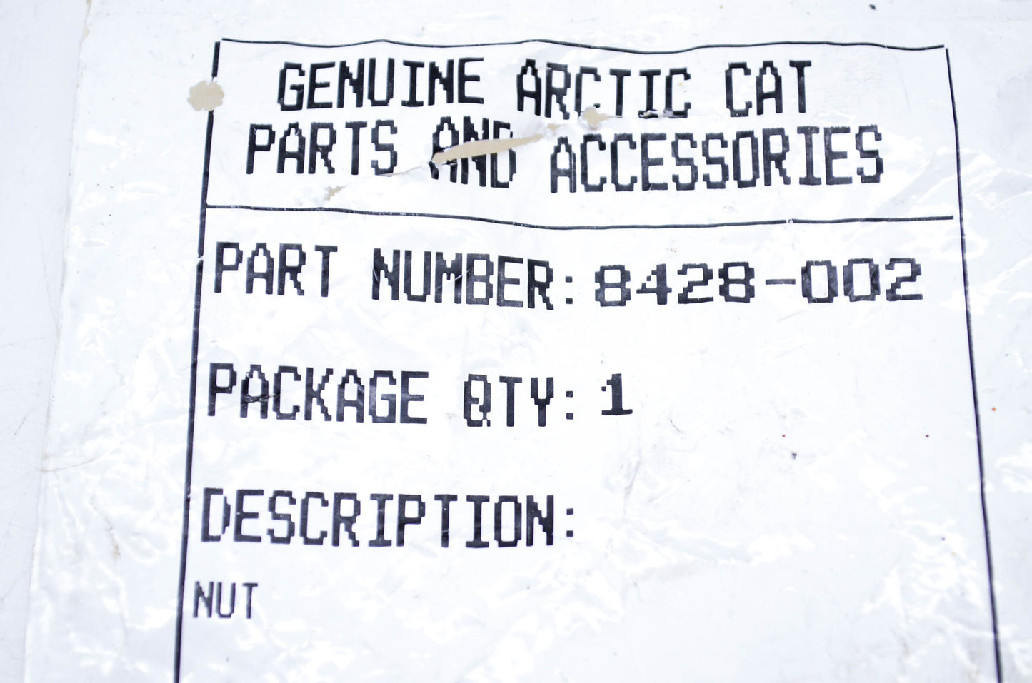 New OEM Arctic Cat 8428-002 Hex Flange Nut Clinch Lock NOS