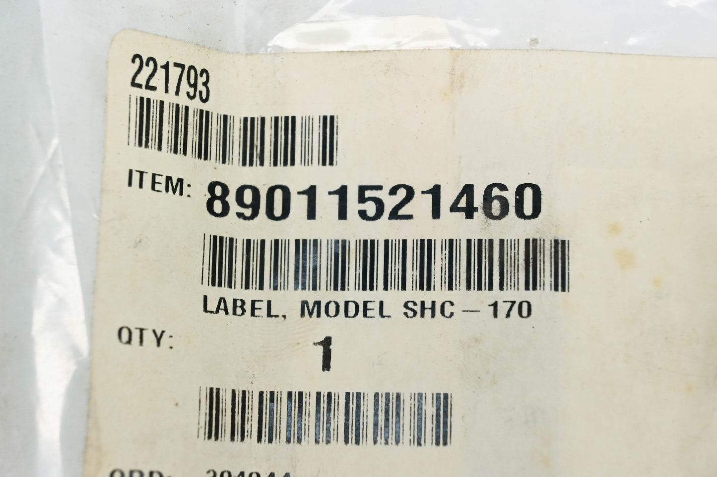 New OEM Echo 89011521460 Model SHC-1700 Label NOS