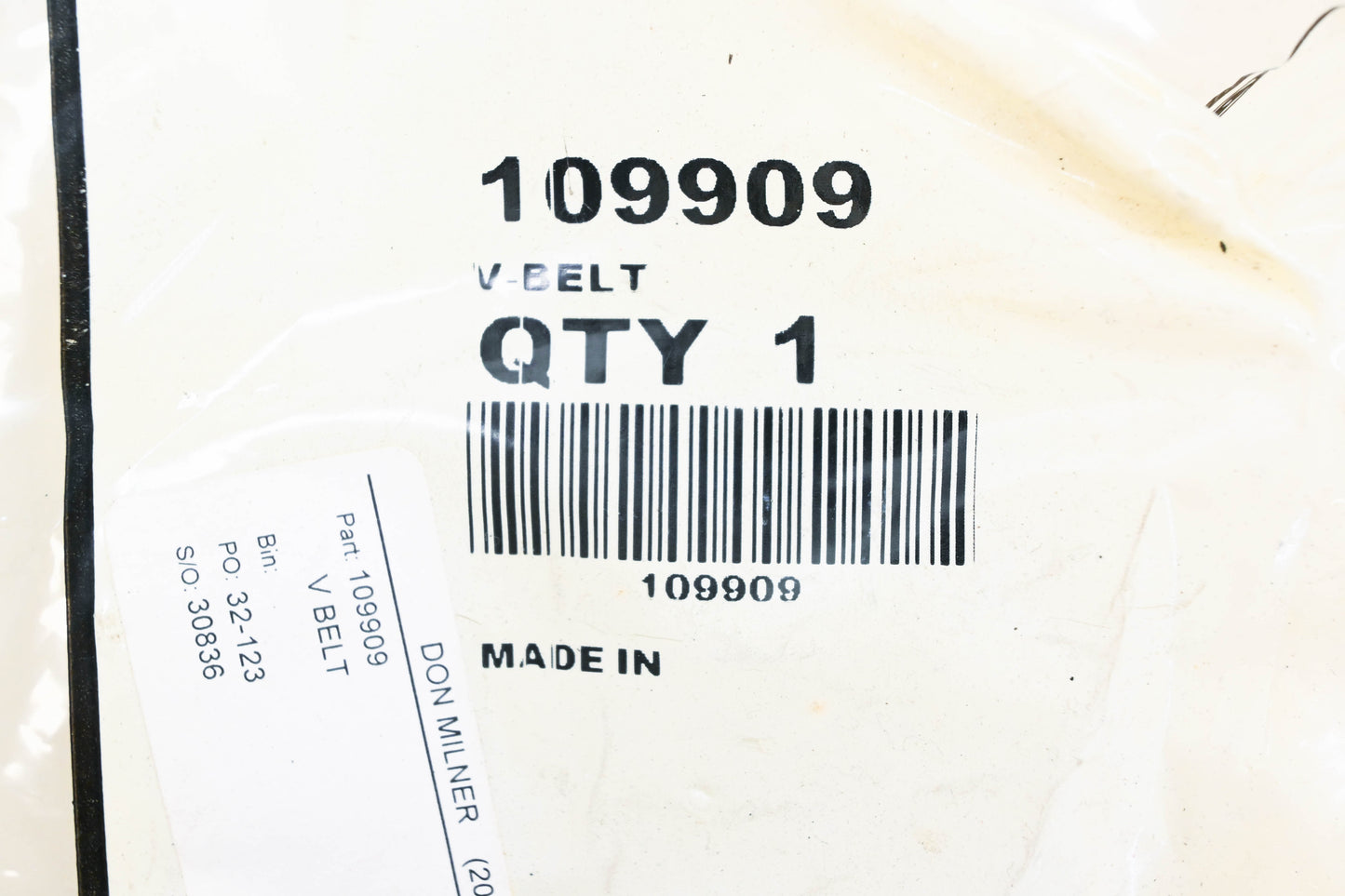 Toro 109909 Wheel Horse V-Belt NOS