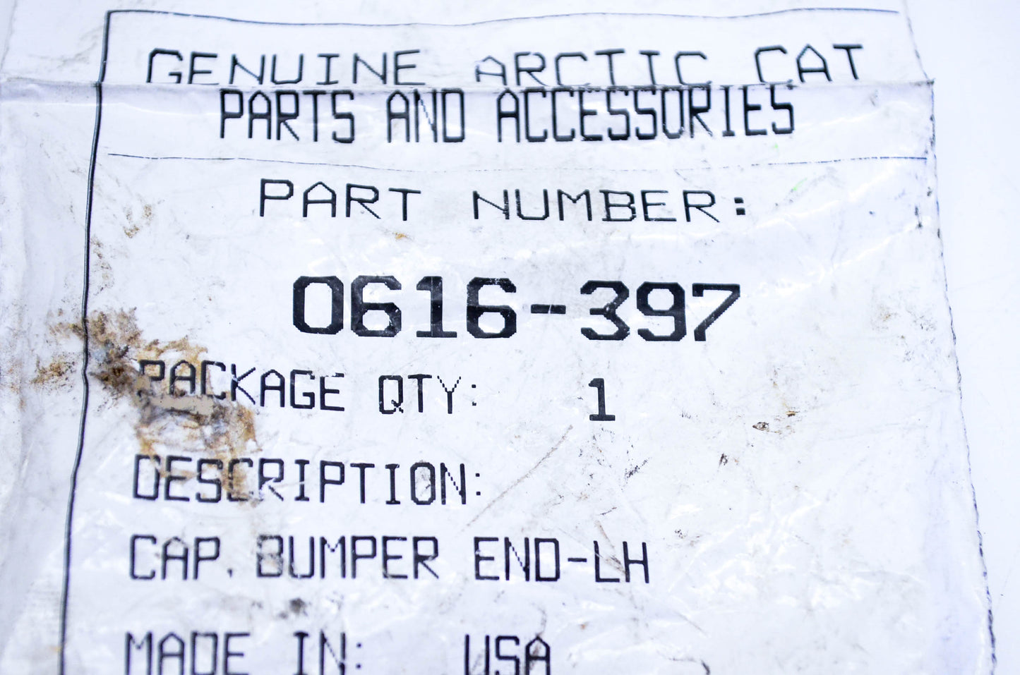 New OEM Arctic Cat 0616-397 Left Hand Bumper End Cap NOS