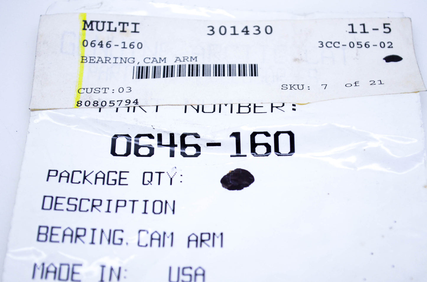 New OEM Arctic Cat 0646-160 Cam Arm Bearing NOS