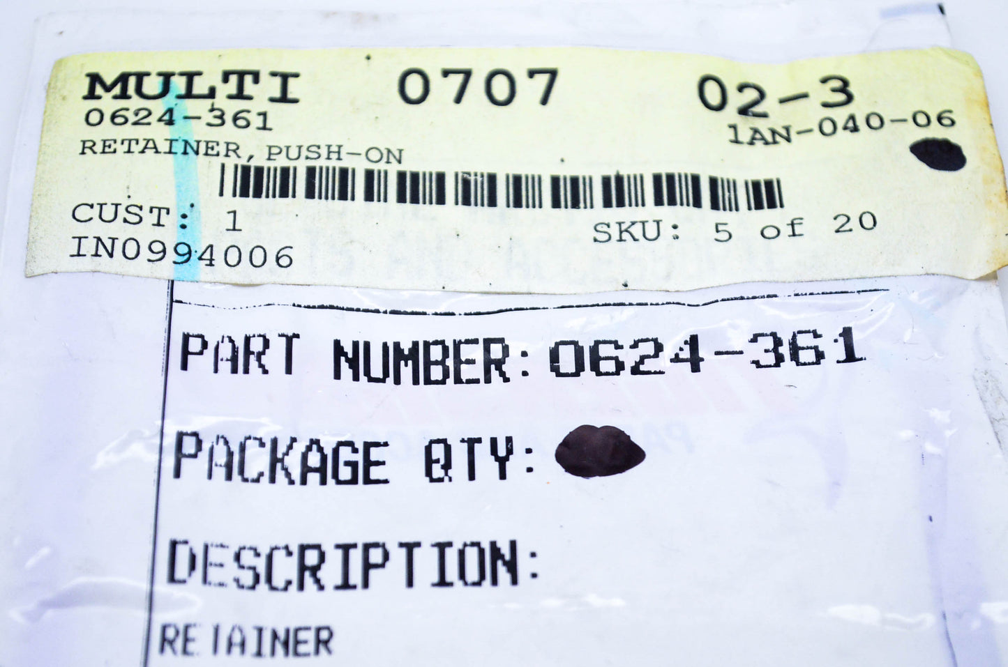 New OEM Arctic Cat 0624-361 Push On Retainer Qty 2 NOS