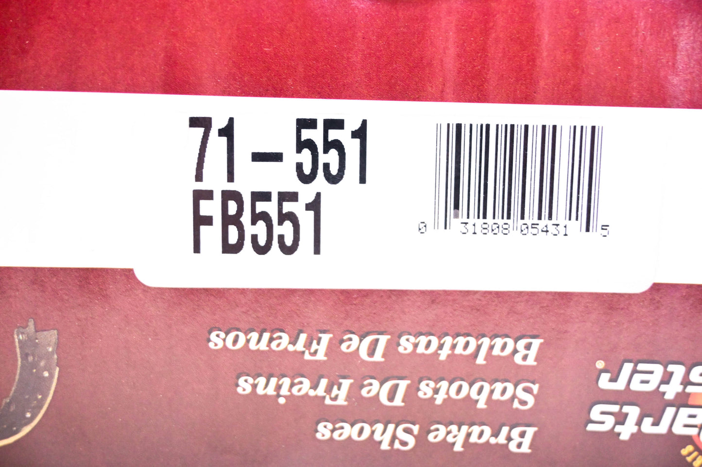 Parts Master FB551, 71-551 Brake Shoes Kit NOS