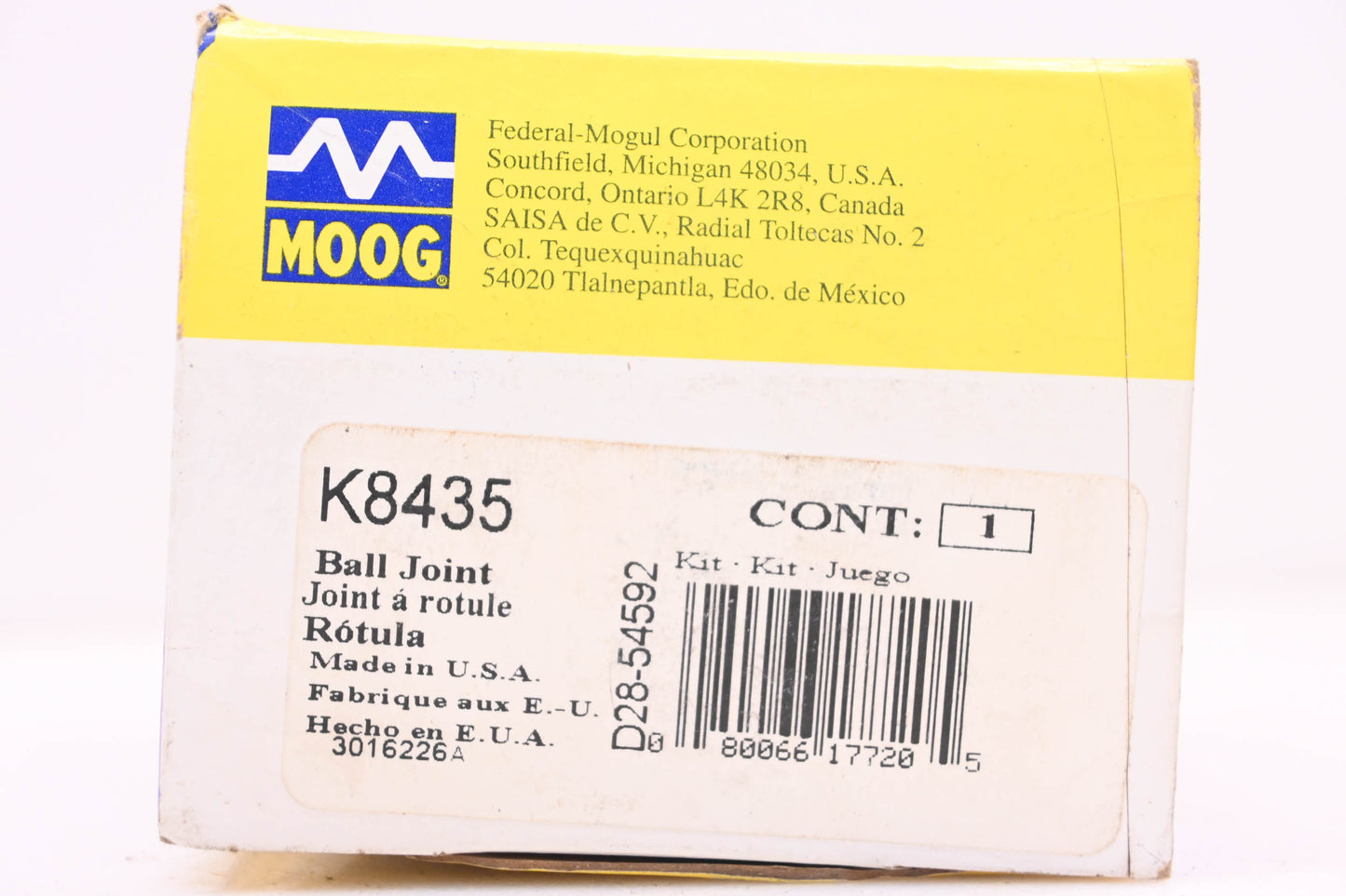 Moog K8435, D28-54592 Ball Joint Assembly NOS