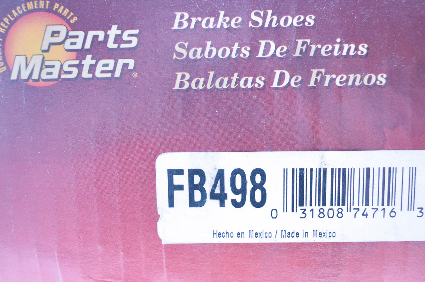 Parts Master FB498 Non Asbestos Brake Shoe Kit NOS