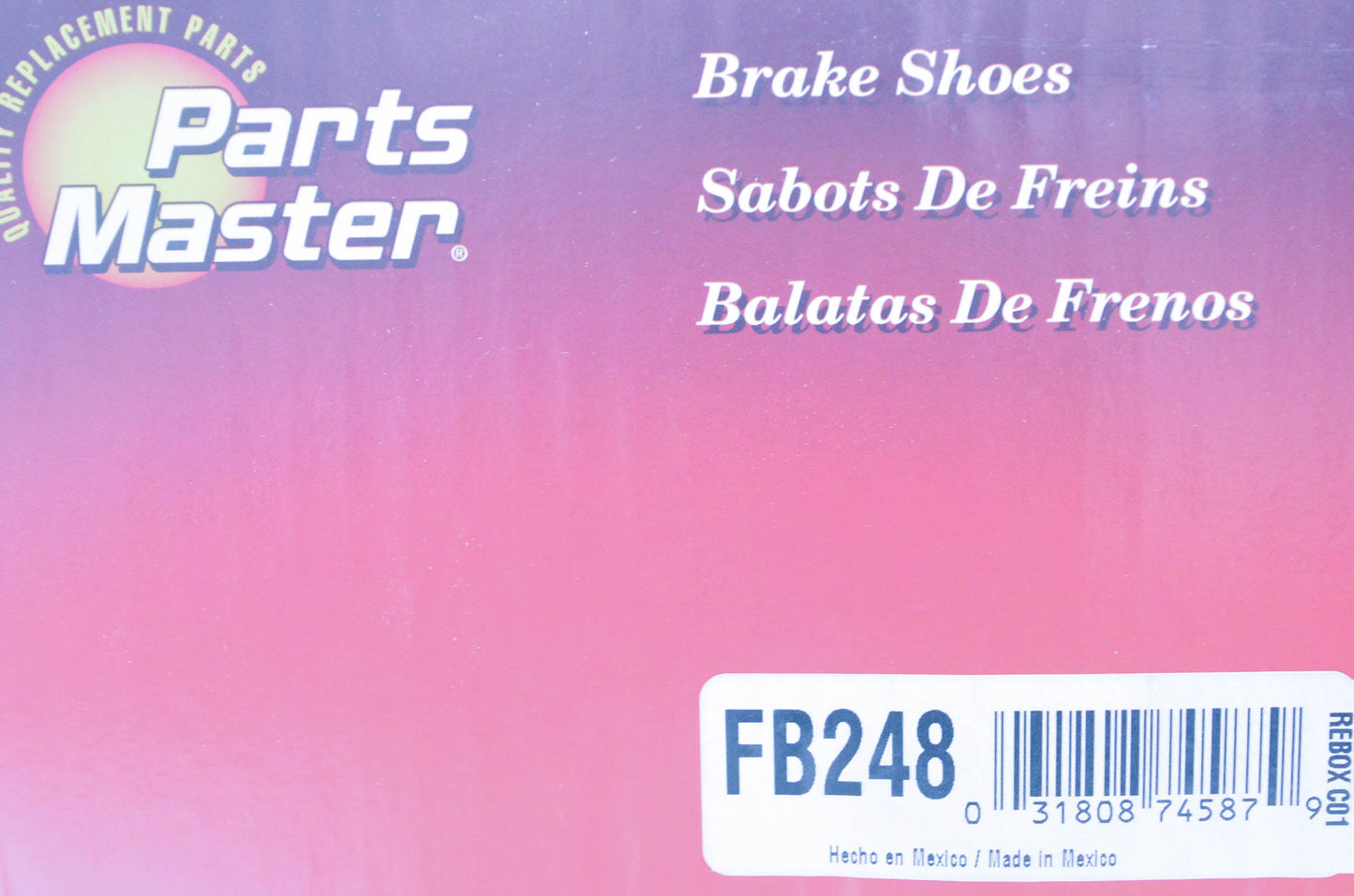Parts Master FB248 Non Asbestos Brake Shoe Kit NOS