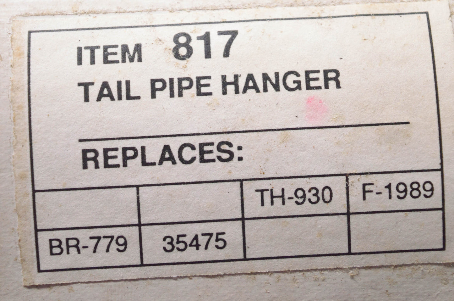 Nickson Industries 817, BR-779, 35475 Tail Pipe Hanger NOS