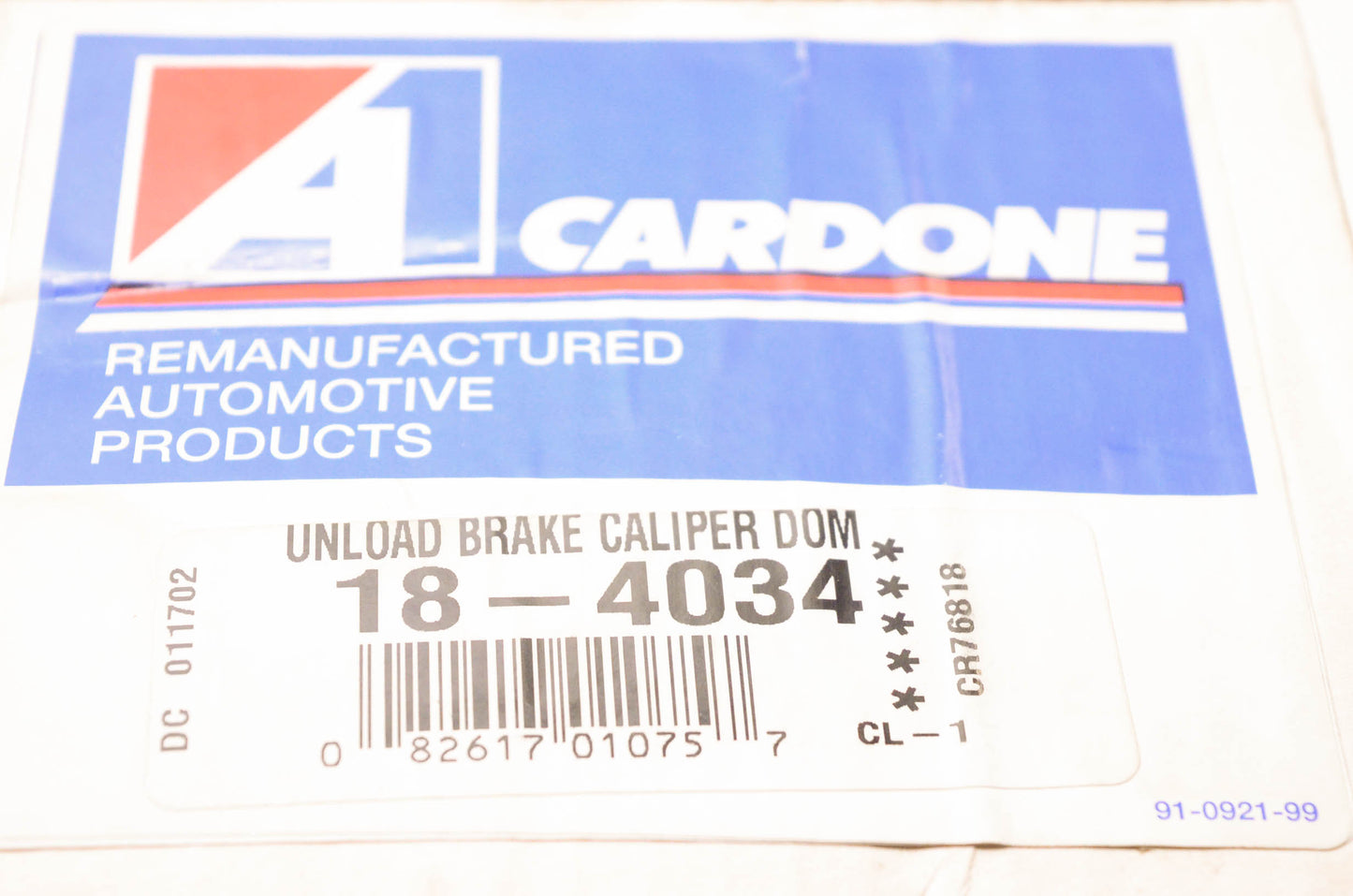 A1 Cardone 18-4034 Remanufactured Unload Brake Caliper Dom Left NOS