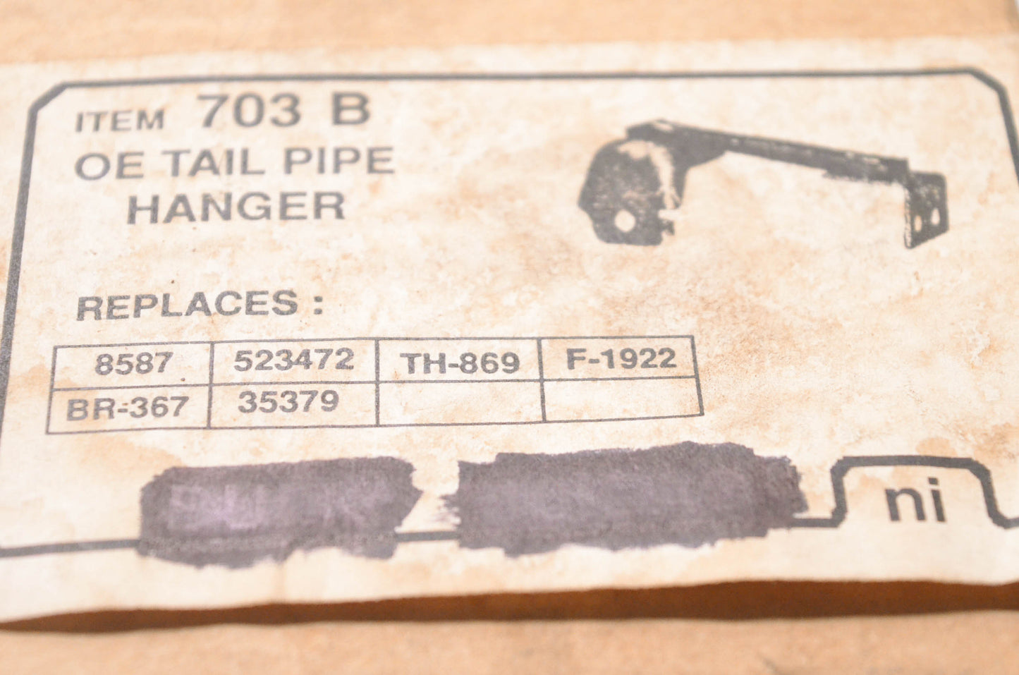Nickson Industries 703B, 703, BR367 Tail Pipe Hanger NOS
